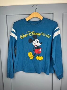 Disney Blue Long Sleeve Mickey Sweatshirt with White Stripes Women’s